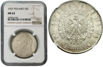 Poland II Republic - coins
II RP. 10 zlotych 1937 Pilsudski NGC MS63 - BEAUTIFUL 

Blask menniczy, specyficzna „meszkowa” patyna przy rancie, piękn...