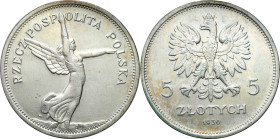 Poland II Republic - coins
II RP. 5 zlotych 1930 Nike - RARE YEAR 

Wspaniale zachowany egzemplarz rzadkiego rocznika Nike. Złotawa patyna, lekko p...
