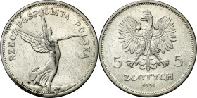 Poland II Republic - coins
II RP. 5 zlotych 1931 Nike - RARE YEAR 

Rzadki rocznik 5 złotówki z Nike.Drobne ryski w polu, sporo połysku w tle.Parch...