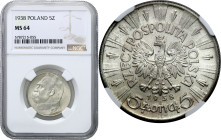 Poland II Republic - coins
II RP. 5 zlotych 1938 NGC MS64 - BEAUTIFUL 

Rzadki rocznik 5 złotówki z Piłsudskim.Mennicza moneta z delikatną patyną d...