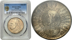 Probe coins of the Second Polish Republic
PROBE / PATTERN silver 10 zlotys 1934 Pilsudski Eagle Shooter PCGS SP61- MIRROR STAMP 

Moneta wybita ste...