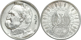 Probe coins of the Second Polish Republic
PROBE / PATTERN silver 5 zlotys 1934 Pilsudski, shooting eagle, standard stamp - RARITY 

Bardzo rzadka m...