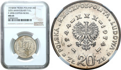 PROBE coins Poland after 1945
PRL. PROBE / PATTERN miedzioNickel 20 zlotych 1974 XXX lat PRL - HYBRYDA, NGC MS65 (2 MAX) 

Ekstremalnie rzadka odmi...