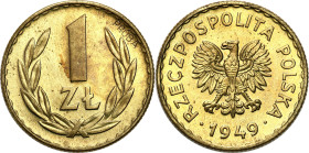 PROBE coins of the Polish Peoples Republic - brass
PROBE / PATTERN brass 1 zloty 1949 - ONLY 100 pieces 

Bardzo rzadka próbna moneta wybita w nakł...