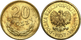 PROBE coins of the Polish Peoples Republic - brass
PRL. PROBE / PATTERN brass 20 Grosz (Groschen) 1957 - ONLY 100 pieces 

Bardzo rzadka próbna mon...