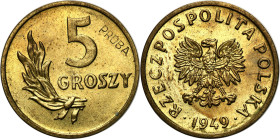 PROBE coins of the Polish Peoples Republic - brass
PRL. PROBE / PATTERN brass 5 Grosz (Groschen) 1949 - ONLY 100 pieces 

Bardzo rzadka próbna mone...