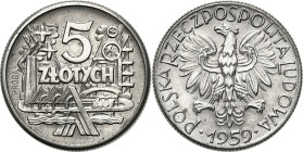 PROBE coins from the Polish Peoples Republic - Nickel
PRL. PROBE / PATTERN Nickel 5 zlotych 1959 - szyby kopalniane – RARE 

Rzadka próba niklowa.&...