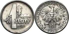 PROBE coins from the Polish Peoples Republic - Nickel
PRL. PROBE / PATTERN Nickel 1 zloty 1958 

Poszukiwana próba niklowa. Nakład tylko 500 sztuk....