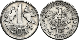 PROBE coins from the Polish Peoples Republic - Nickel
PRL. PROBE / PATTERN Nickel 1 zloty 1958 

Poszukiwana próba niklowa. Nakład tylko 500 sztuk....