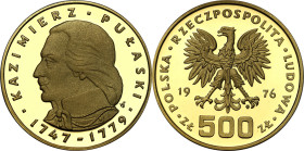 Polish Gold Coins since 1949
GOLD 500 zlotych 1976 Kazimierz Pułaski 

Druga złota moneta kolekcjonerska okresu PRL.Efektowna 500 złotówka projektu...