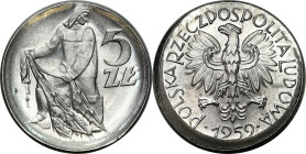 Collector coins of the Polish People Republic
PRL. 5 zlotych 1959 Rybak - MINT ERROR MENNICZY 

Niezwykle efektowny destrukt menniczy spowodowany d...