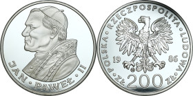 Collector coins of the Polish People Republic
PRL. 200 zlotych 1986 John Paul II PROOF - ONLY 75 pieces! 

Bardzo rzadka moneta wybita stemplem lus...
