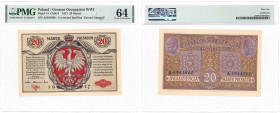 Banknotes
20 marek 1916 Generał – seria A - PMG 64 - RARITY 

Typologicznie banknot ekstremalnie bardzo rzadki w tak znakomitym stanie zachowania. ...
