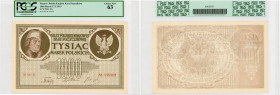 Banknotes
1.000 marek polskich 1919 seria III-D, PCGS 63 

Znak wodny w kształcie orłów i liter B-P. Wyśmienicie zachowany egzemplarz w gradingu PC...