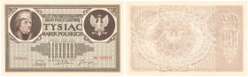Banknotes
1.000 marek 1919 seria A, znak orły - RARE i BEAUTIFUL 

Odmiana wydrukowana na gładkim, białym papierze ze znakiem wodnym orły. Zaokrągl...