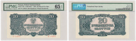 Banknotes
20 zlotych 1944 obowiązkowe - TT - PMG 65 EPQ 

Odmiana z klauzulą obowiązkowe. Emisyjny stan zachowania. Banknot w stanie drukarskiej św...