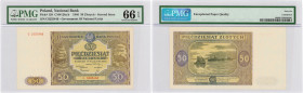 Banknotes
50 zlotych 1946 seria C, PMG 66 EPQ - BEAUTIFUL 

Rzadszy banknot w idealnym stanie zachowania. Brak złamań i zgięć, przepiękny sztywny p...