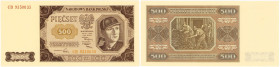 Banknotes
500 zlotych 1948 seria CB 

Pięknie zachowany banknot. Lucow 1309a (R0); Miłczak 140d
More photos and full item description available on...
