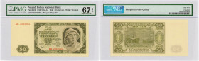 Banknotes
50 zlotych 1948 seria EH, PMG 67 EPQ (2 MAX) 

Idealnie zachowany egzemplarz z drugą najwyższa notą gradingową w PMG. Dodatkowy dopisek E...