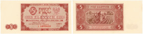 Banknotes
5 zlotych 1948 seria A - RARE 

Rzadka początkowa seria, banknot w pięknym stanie zachowania. Minimalne zagniecenie.Lucow 1246 (R3); Miłc...