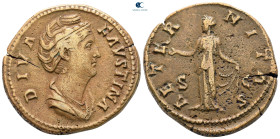 Diva Faustina I AD 140-141. Rome. Sestertius Æ