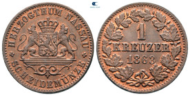 Germany. Nassau.  AD 1863. 1 Kreuzer