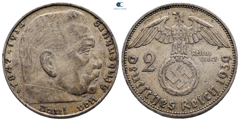 Germany. AD 1933-1945.
2 Reichsmark 1939 J

25 mm, 7,98 g



very fine