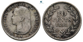 Netherlands.  AD 1892. 10 Cents