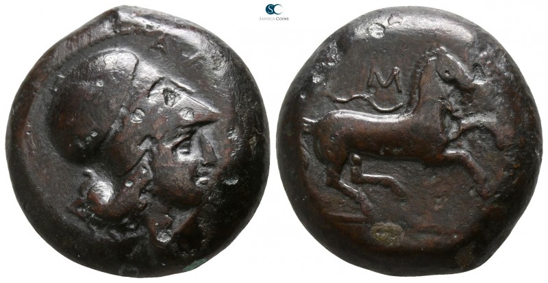Sicily. Aitna 354-344 BC. 
Tetras Æ

22mm., 16,52g.

A[ITNAΙΩΝ], head of At...