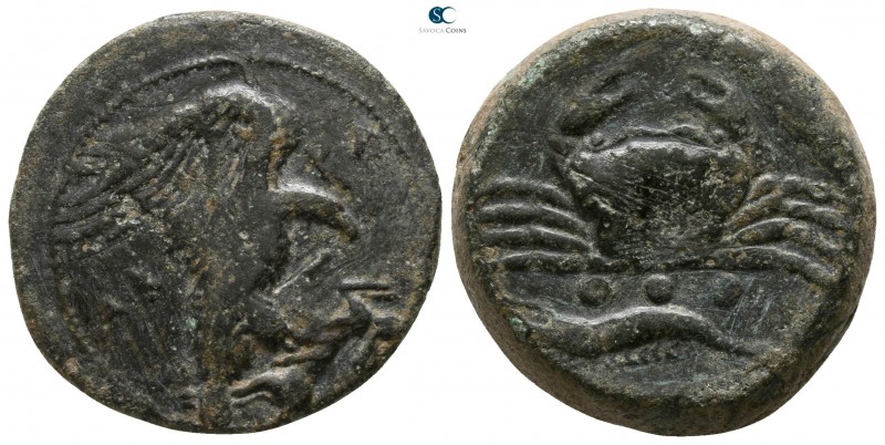 Sicily. Akragas circa 450-406 BC. 
Tetras Æ

20mm., 10,56g.

AK-PA, eagle s...