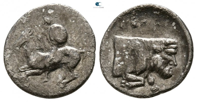 Sicily. Gela circa 430-425 BC. 
Litra AR

11mm., 0,76g.

Horseman galloping...