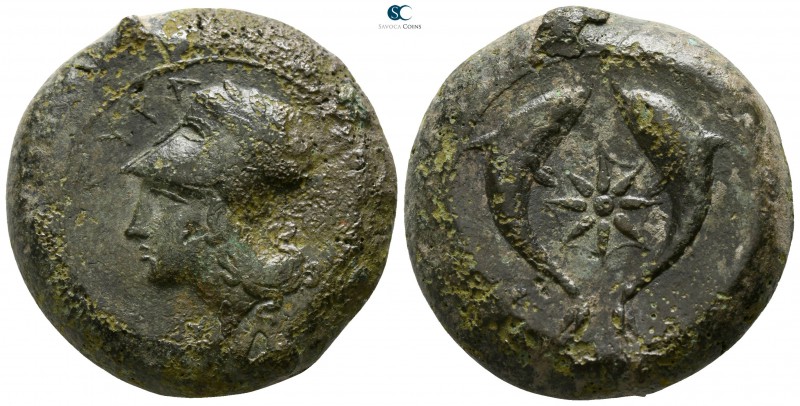 Sicily. Syracuse. Dionysios I. 405-367 BC. 
Drachm Æ

28mm., 29,93g.

ΣYPA,...