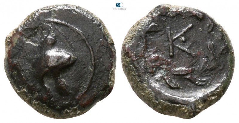 Sicily. Tauromenion. Campanian mercenaries 354-344 BC. 
Onkia Æ

16mm., 1,86g...