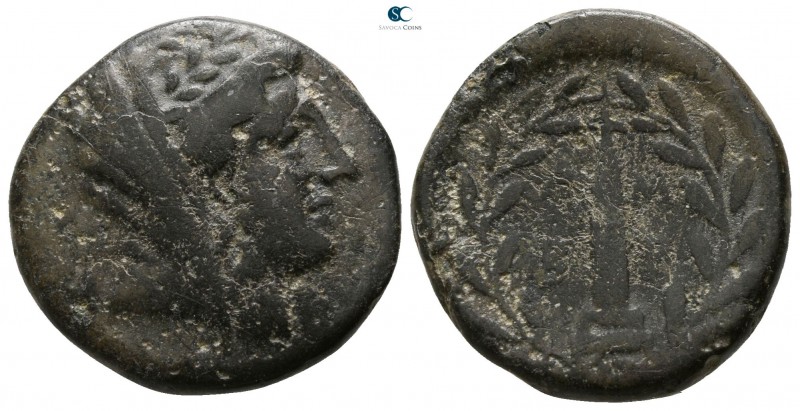 Epeiros. Ambrakia circa 148 BC. 
Bronze Æ

19mm., 5,58g.

Laureate, veiled,...