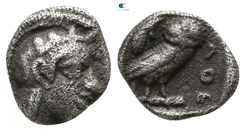Attica. Athens circa 454-404 BC. 
Obol AR

7mm., 0,62g.

Helmeted head of A...