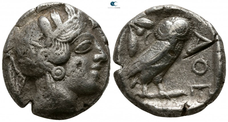 Attica. Athens circa 454-404 BC. 
Tetradrachm AR

23mm., 16,61g.

Head of A...