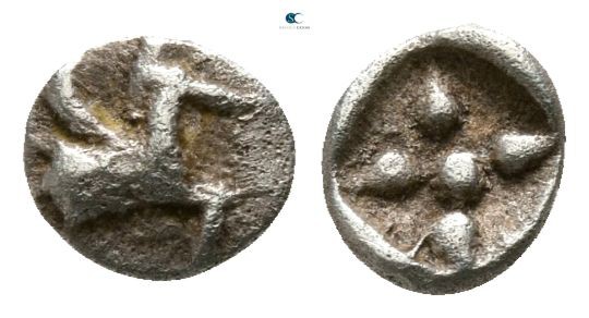 Asia Minor. Uncertain mint circa 520-480 BC. 
Tetartemorion AR

3mm., 0,11g....