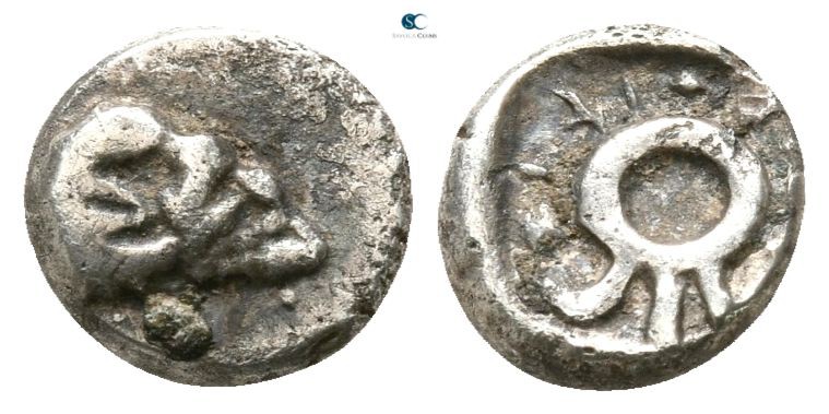 Asia Minor. Uncertain mint circa 500-400 BC. 
Hemiobol AR

5mm., 0,48g.

He...