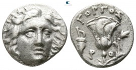 Islands off Caria. Rhodos. ΓΟΡΓΟΣ (Gorgos), magistrate 205-190 BC. Drachm AR