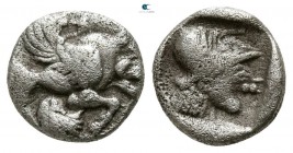 Islands off Caria. Rhodos. Ialysos 480-408 BC. Obol AR