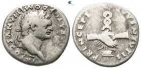 Domitian as Caesar AD 69-81. Struck under Vespasian, AD 79. Rome. Denarius AR