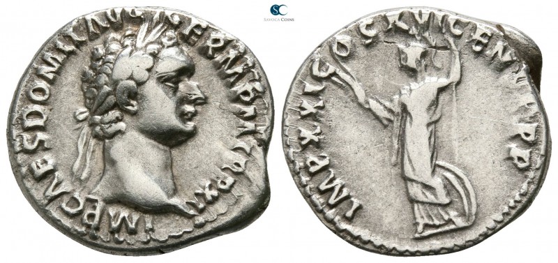 Domitian AD 81-96. Struck AD 92. Rome
Denarius AR

18mm., 3,49g.

IMP CAES ...