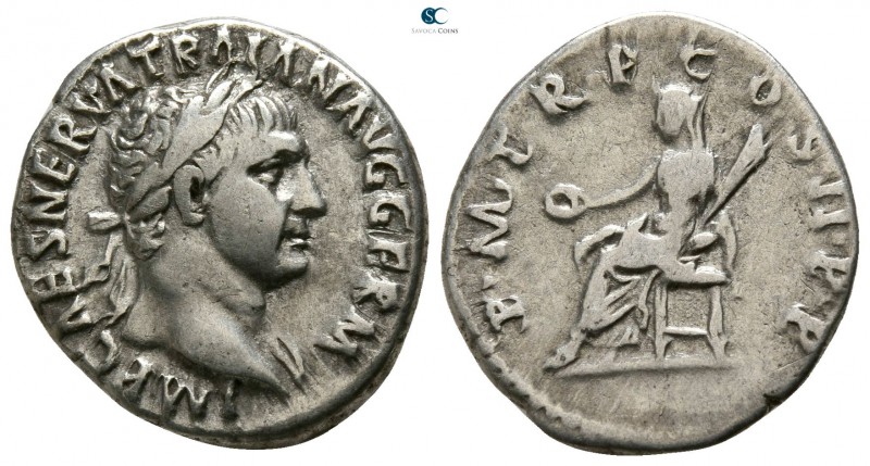 Trajan AD 98-117. Rome
Denarius AR

17mm., 3,24g.

IMP CAES NERVA TRAIAN AV...