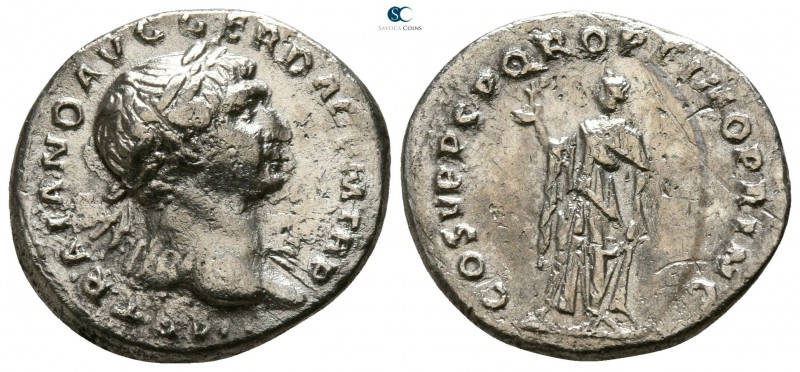 Trajan AD 98-117. Rome
Denarius AR

18mm., 2,94g.

IMP TRAIANO AVG GER DAC ...