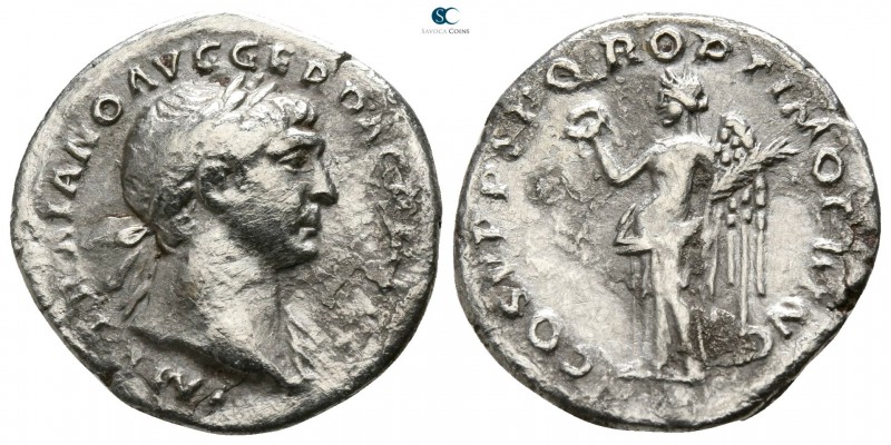 Trajan AD 98-117. Rome
Denarius AR

18mm., 2,39g.

IMP TRAIANO AVG GER DAC ...