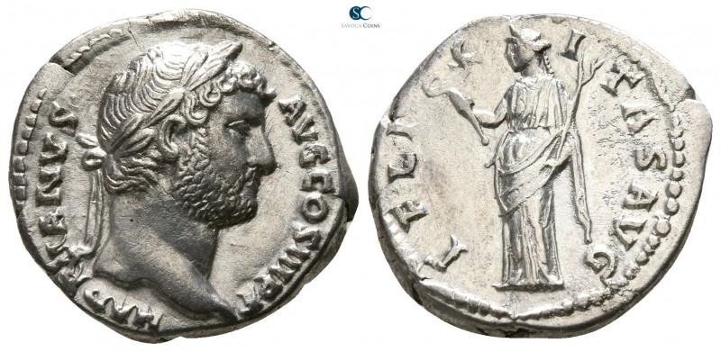 Hadrian AD 117-138. Rome
Denarius AR

17mm., 3,11g.

HADRIANVS AVG COS III ...
