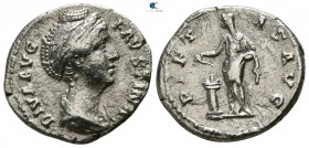 Diva Faustina AD 140-141. Rome. Denarius AR