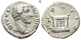 Divus Antoninus Pius AD 161. Struck under Marcus Aurelius AD 162. Rome. Denarius AR