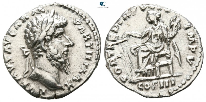 Lucius Verus AD 161-169. Struck AD 168. Rome
Denarius AR

16mm., 3,28g.

L ...