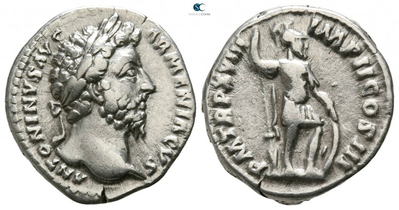 Marcus Aurelius AD 161-180. Rome
Denarius AR

16mm., 3,32g.

ANTONINVS AVG ...